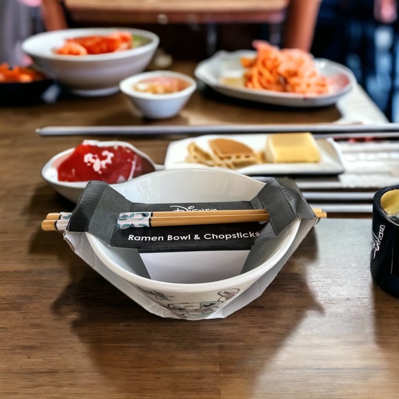 New Disney Lilo Stitch Ramen Noodle Pasta Bowl Chopsticks Gift Set Ohana Family. - Picture 3 of 5